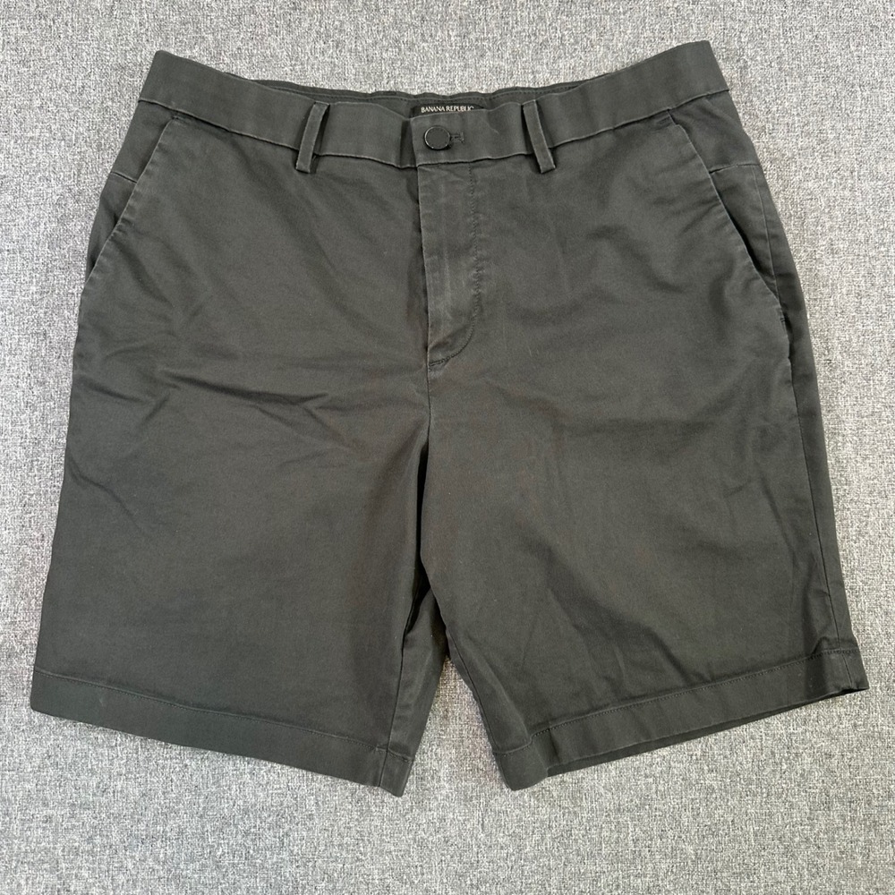 Banana Republic Aiden Slim Fit Chino Shorts Mens 34 Charcoal Grey Black 9 Inseam